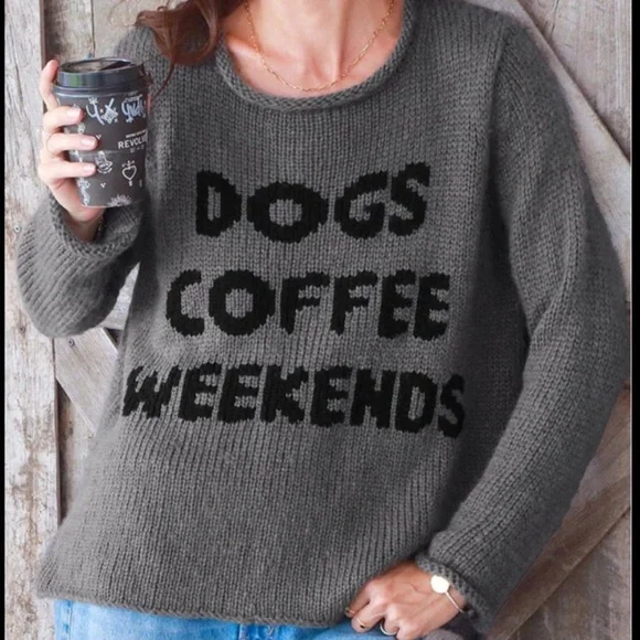 Wooden Ships by Paola Buendia Dogs Coffee Weekends Sweater - Picture 3 of 6